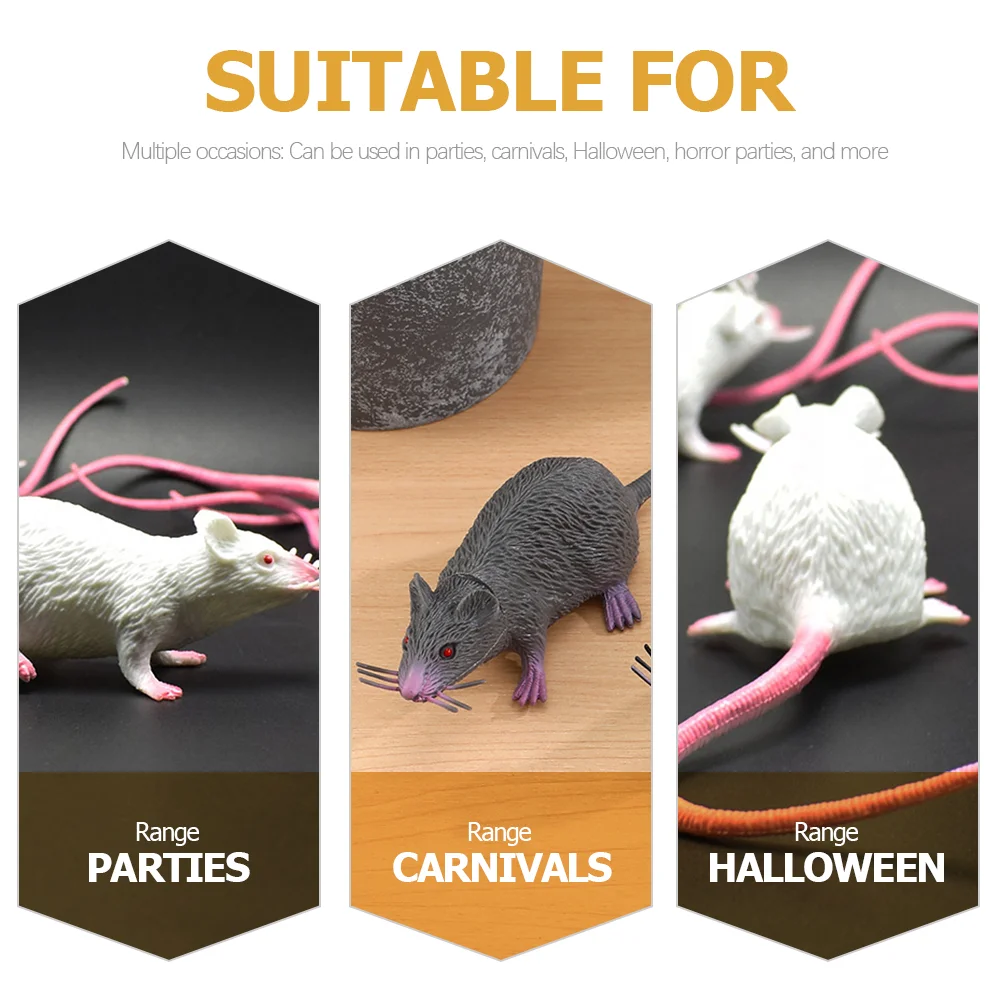 3 Pcs Simulation Mouse Halloween Miniatures Realistic Rat Stuffed Animal Toy Fake Rats Models Pranks Props Luxury