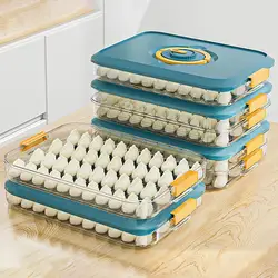 Deli Meat Container Dumpling Storage Box Multiple Layer Stackable Design Good Sealing Non-Stick Refrigerator Freezer Organizer