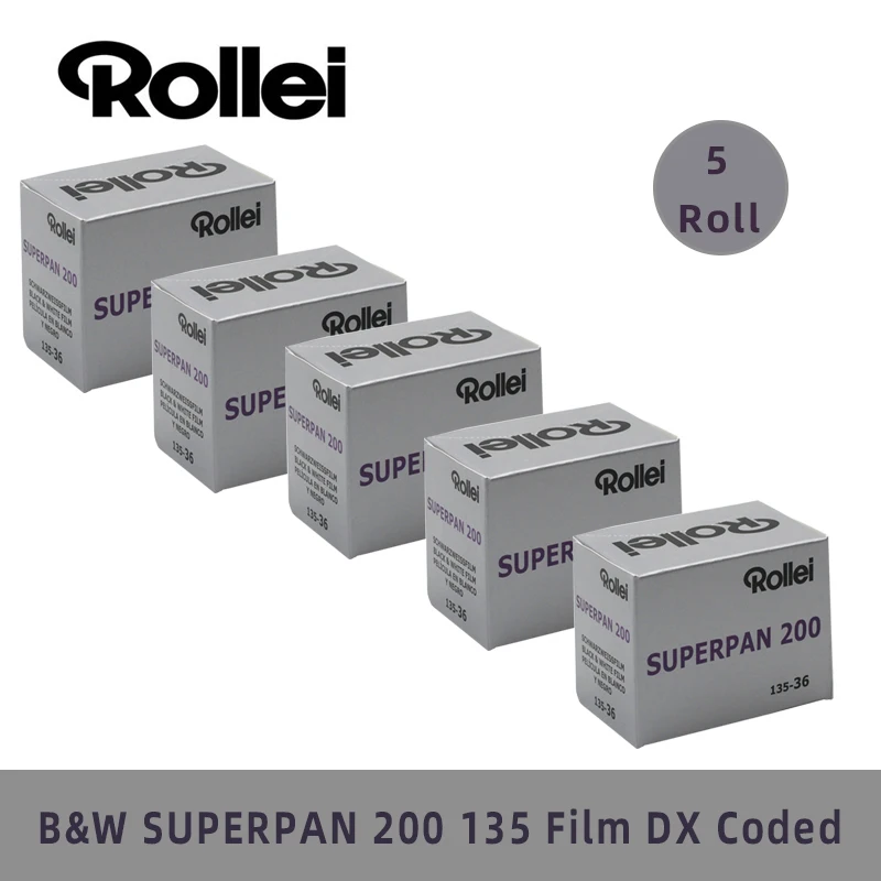 1/3/5Rolls Original Rollei SUPERPAN 200 135 35mm Black&White Negative Film（36 Exposures/Roll）Professional