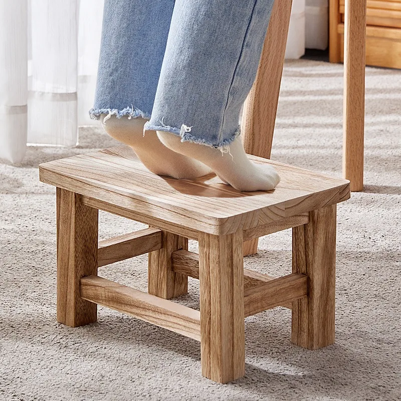 New All-solid Wood Small Stool Household Adult Retro Shoe Changing Stools Paulownia Small Bench Living Room Furniture