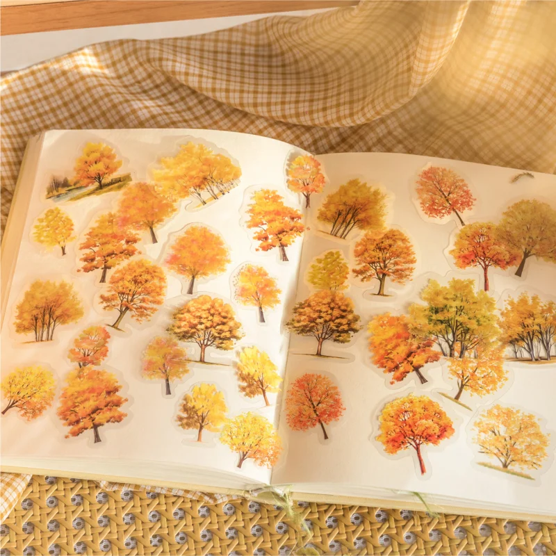 Card Lover 40 Pcs [Tree Nature Series] Light Retro Green Plant Hand Tent DIY PET Sticker Paper Scrapbooking Material Kit