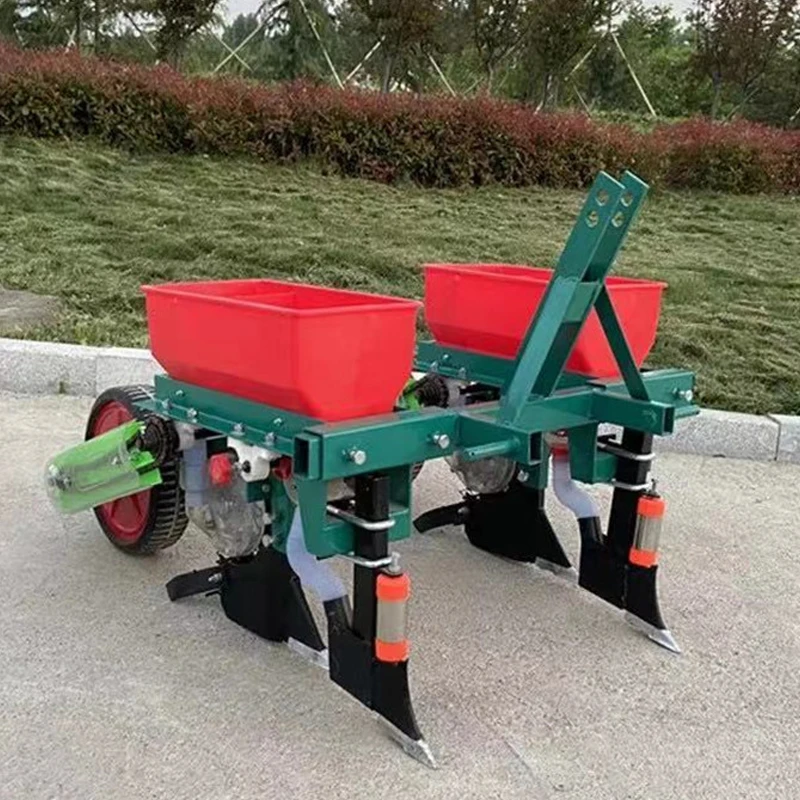 Farm walking tractor corn planter 2 row 3 mini walk behind machine wheat bean corn seeder no tillage with fertilizer application