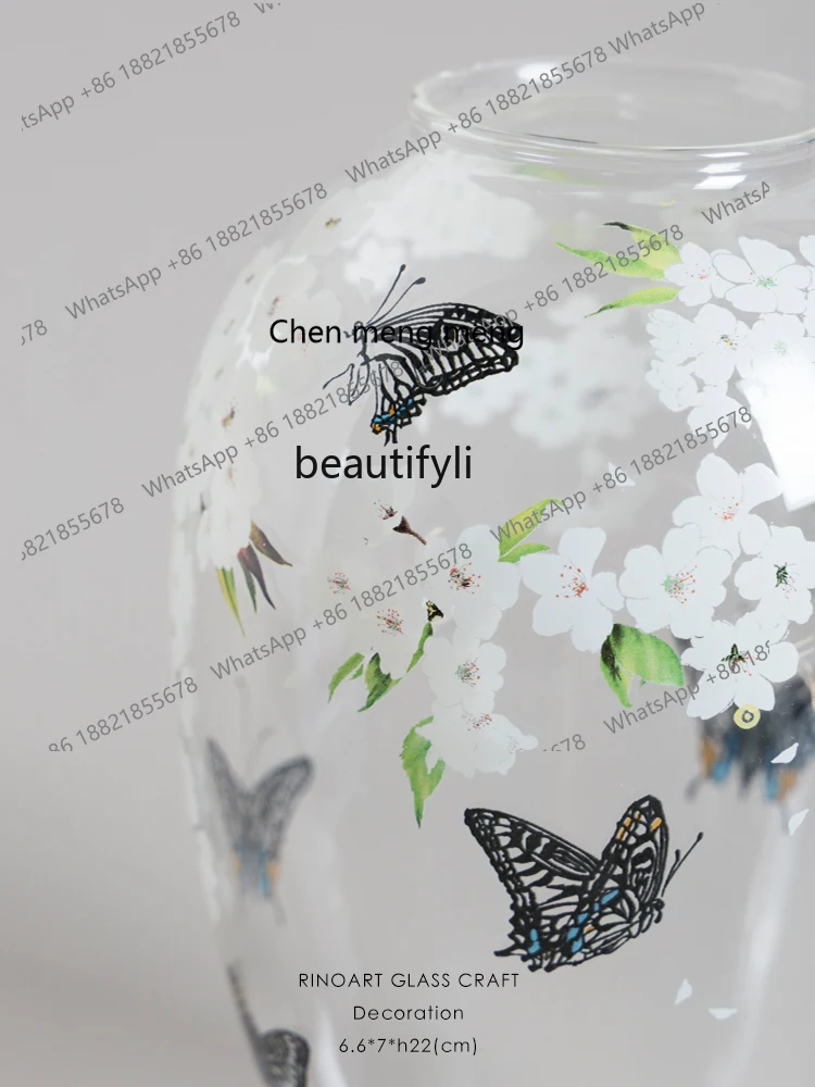 

Modern Light Luxury Simple Designer Model Pastoral Style Enamel Glaze Glass Vase Decoration Living Room Flower Arrangement