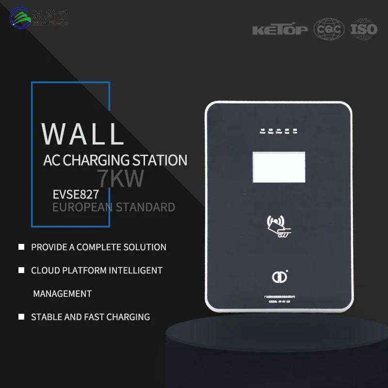 Tumpukan Pengisian Ev Kendaraan Ac 7KW yang dipasang di dinding Penggunaan Rumah Energi Baru