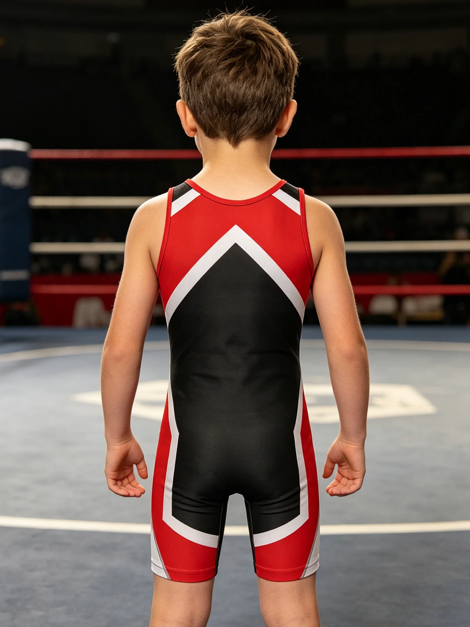 Image 5: Combinaison de lutte pour garçons de 4 à 16 ans, combinaison colorée sans manches, longueur jusqu'aux cuisses, pour le sport, l'entraînement, l'exercice, le cyclisme