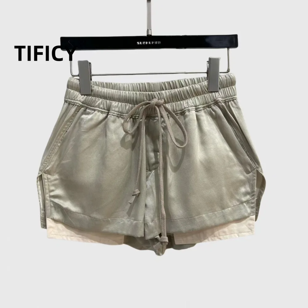 High Street Dark Style Silk Drawstring Shorts Women's Versatile and Eye-catching Leg Length Design Street Style Shorts