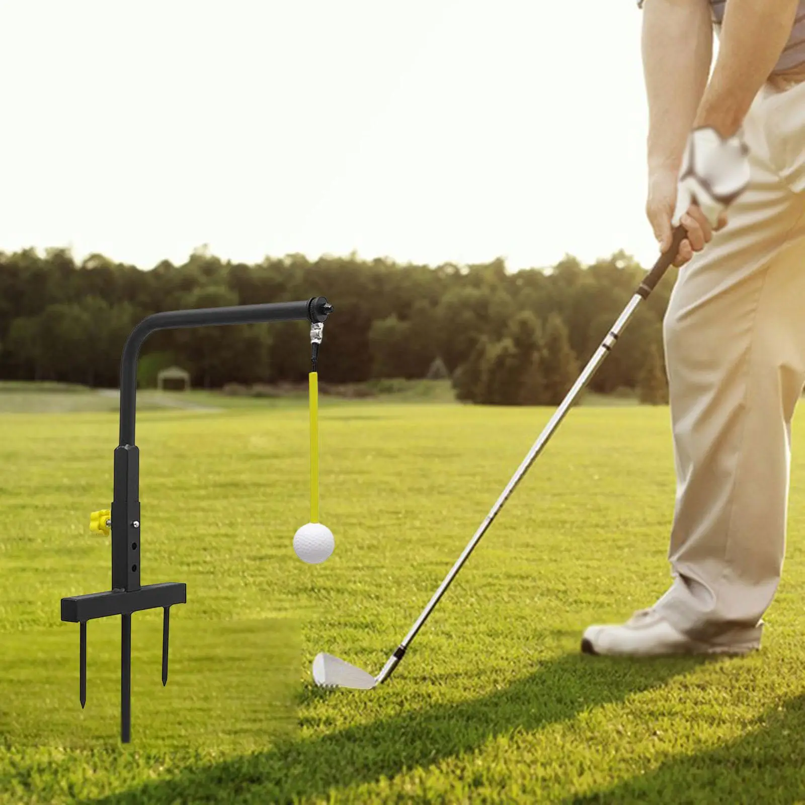 

Golf Swing Groover Iron Material Practice Turf Mat Trainer Aid for Golf Training at Backyard