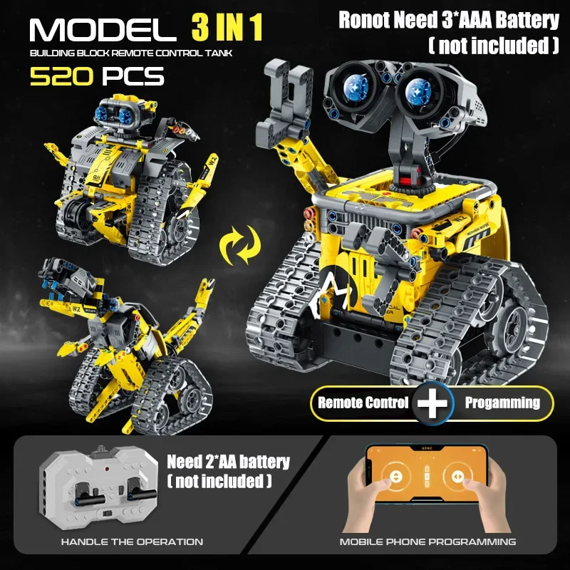 Technical 3 IN 1 City Engineering Car Excavator Bulldozer Transform RC Robot Model Building Blocks Bricks Toys For Children Gift