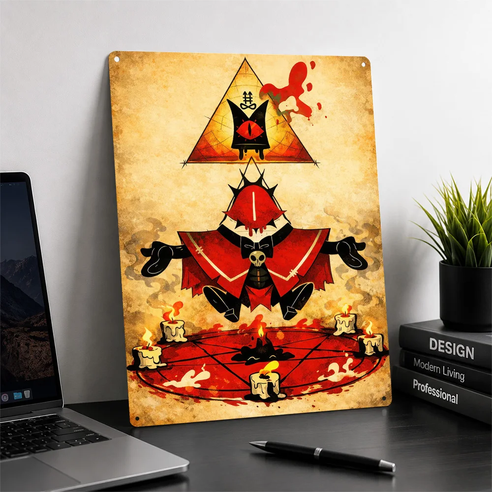 Cult of the Lamb Demonic Ritual 3D Texture Printed Poster Custom Vintage Metal Tin Plate Sign for Wall Art Funny Signs Wand Deko