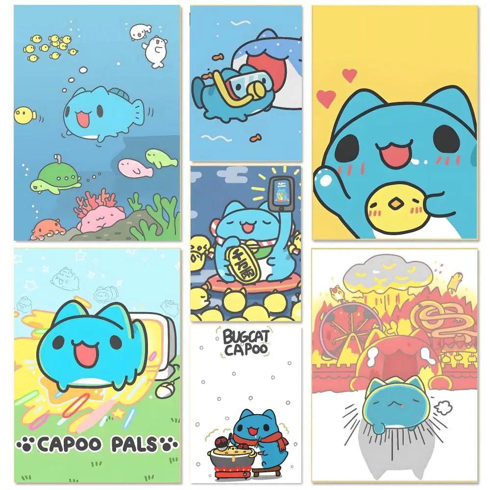 Cute Cartoon B-Bugcat Capoo Poster HD Waterproof Aesthetic Wall For Home Decor Trendy Durable Easy To Apply Art