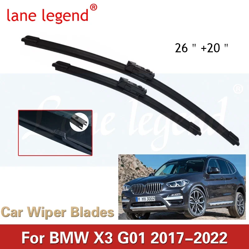 BMW X3 G01 2017 2018 2019 2020 2021 2022, 전면 와이퍼 블레이드 커터, 고무 암, 자동차 앞 유리 창 청소, 2x