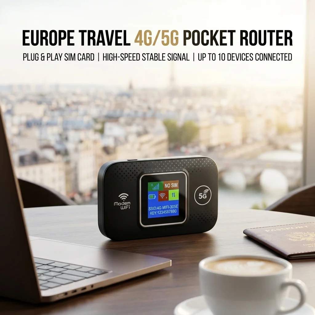 Routeur WiFi de poche 4G LTE débloqué pour l'Europe, point d'accès mobile portable avec emplacement pour carte SIM, écran LCD couleur, routeur Mifi sans fil pour les voyages et les affaires