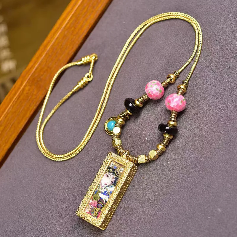 Tibetan-style cultural artifact small Zaki Lamara past and present life pendant collarbone chain Medicine Buddha thangka