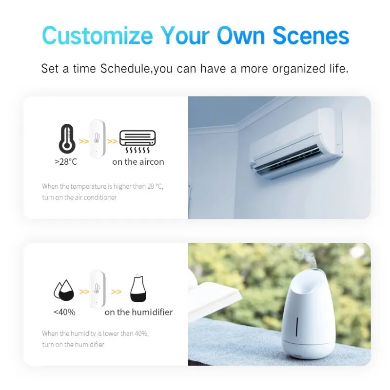 Tuya WiFi Sensor Inteligente de Temperatura e Umidade, App Monitor Remoto, Funciona com Alexa e Google Assistant