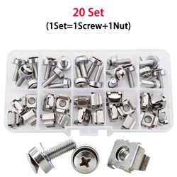 M5 M6 Cage Nuts Bolts Washers Metric Square Hole Hardware Server Rack Screw Mount Clip Nuts Assortment Kit Set