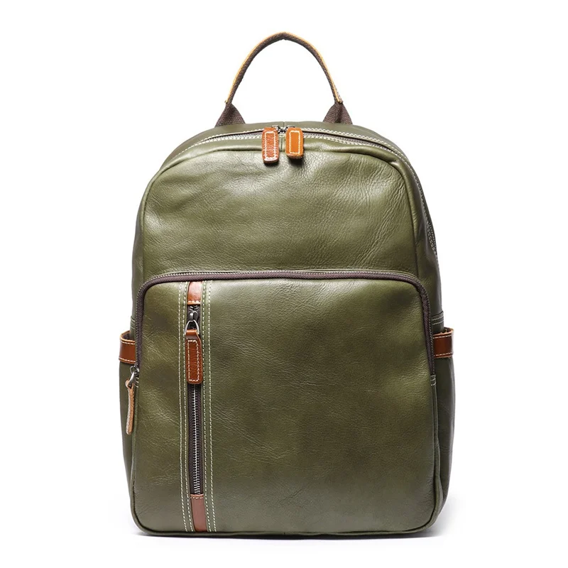 Nesitu Highend A4 Vintage Black Brown Green Top Grain Genuine Leather 14'' Laptop Women Men Backpack Cowhide Travel Bag M1788