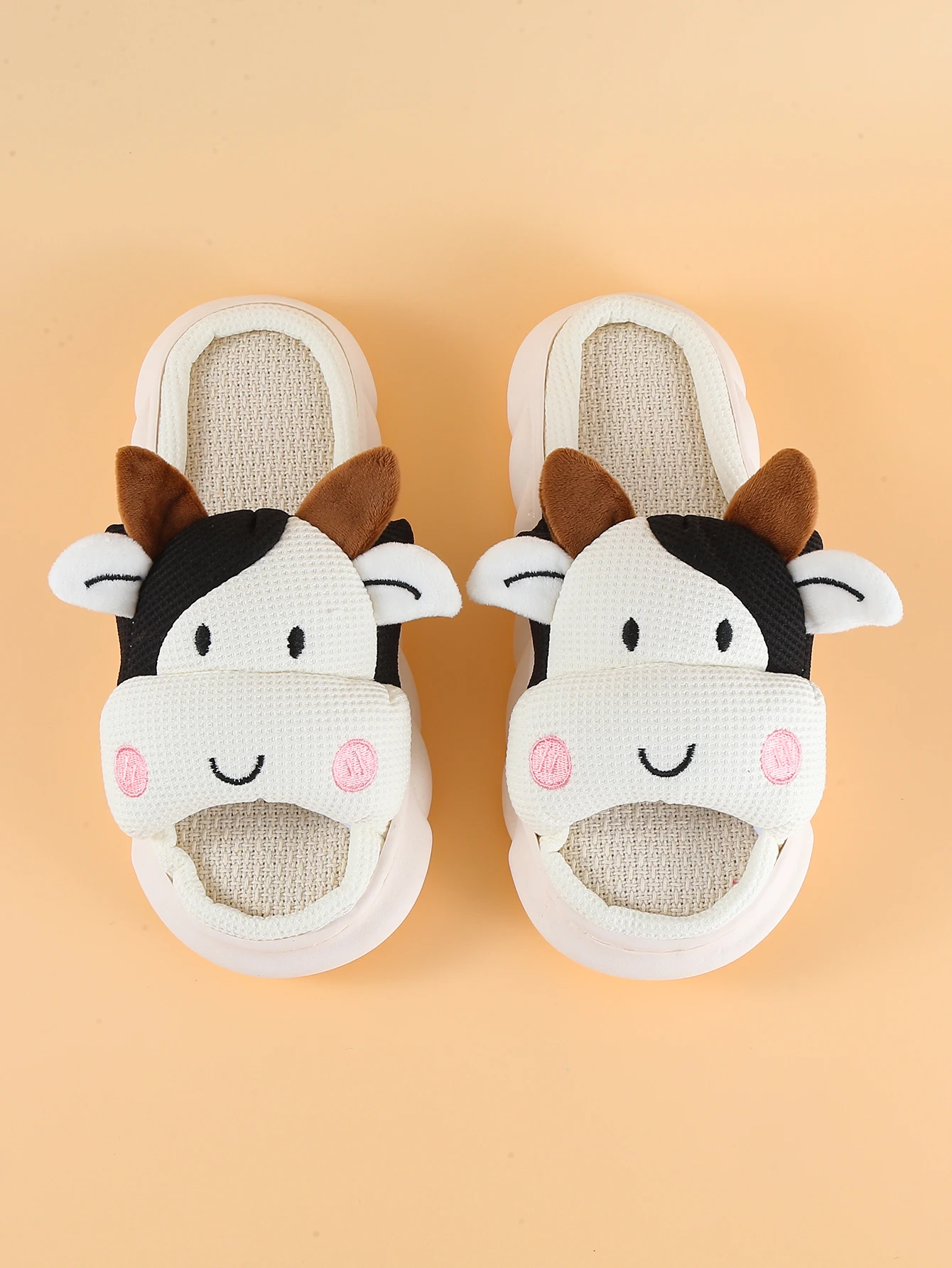 New three-dimensional cow shape women's size spring and autumn slip-on comfortable flat-soled indoor slippers espadrille cool ho