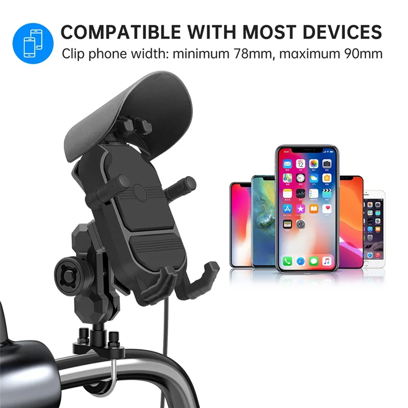 

Motorcycle Handlebar Phone Mount With 15W Wireless Charger & Vibration Dampener, Anti-Theft, Adjustable Phone Holder, Durable