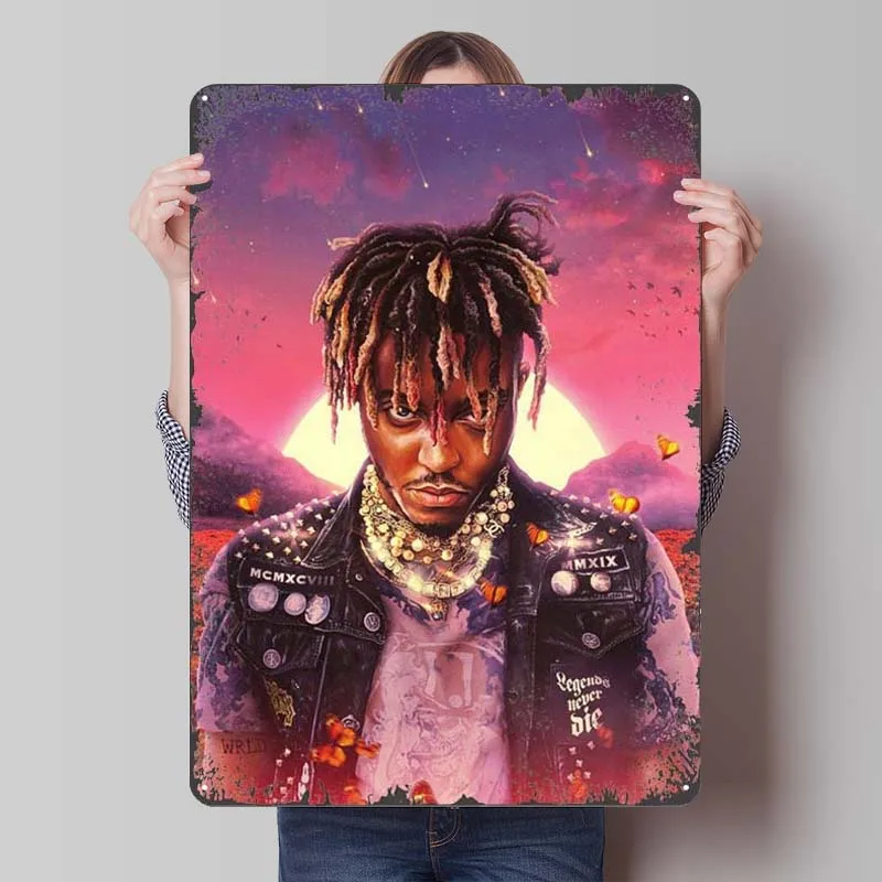 Juice Wrld Rapper Tinplate Sign Music Poster Room Decoration Aesthetic Metal Signs for Wall Art Decoration Vintage Home Decor