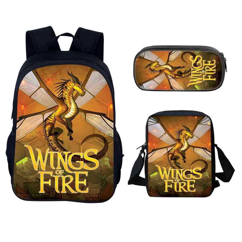 Anime 3pcs/Set Shoulder Bag Pencil Case Camping Book Bags Cartoon Wings of Fire Backpack School Bags for Boys Girls Best Gift
