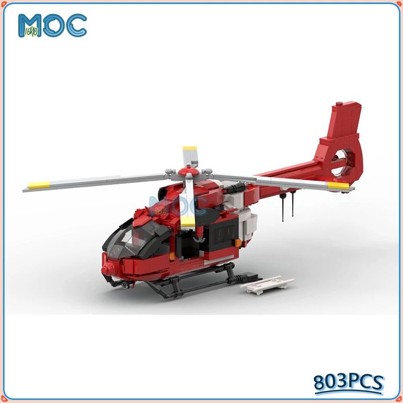 Moc Building Blocks City Helicopter EC H145 REGA Aircraft Spaceship Model DIY Assembly Creative Technology Bricks Xmas Toys Gift