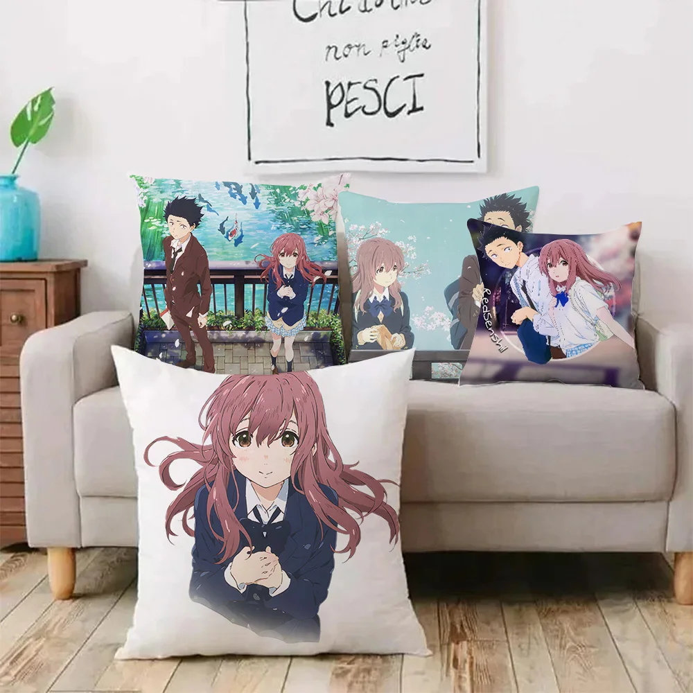 Koe no Katachis Pillow Covers Cartoon Sofa Decorative Home Double-sided Printing Short Plush Cute Cushion Cover