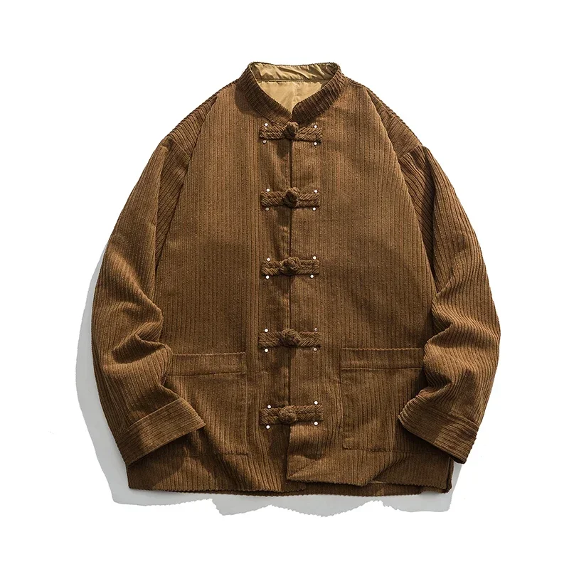 Chinese Style Men Clothing Spring Autumn Vintage Corduroy Jackets Jacket Men Tang Suit Shirts Jackets for Men