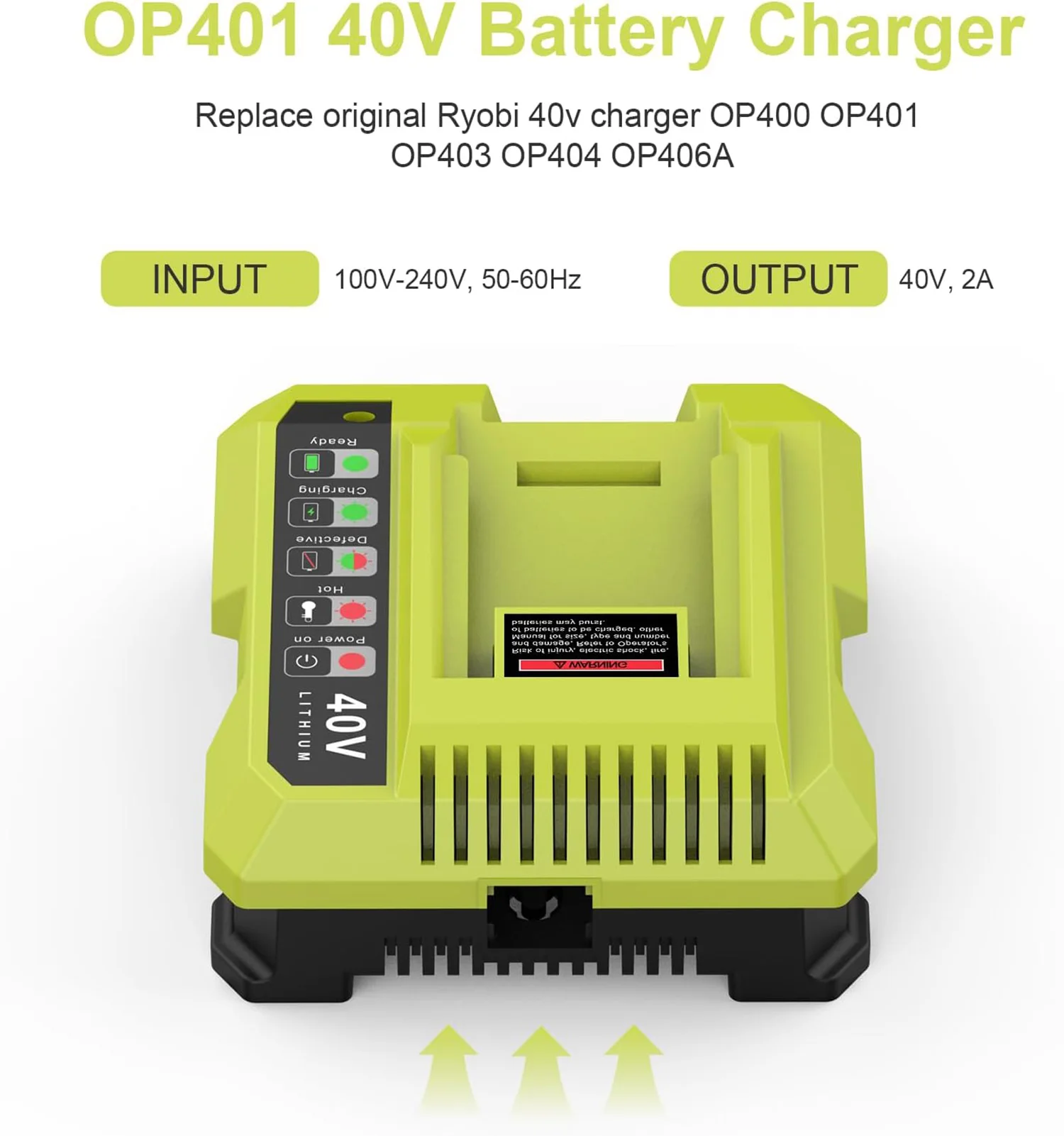 Lithium-Batterieladegerät OP401 für Ryobi 40V OP4015 OP4026 OP4026A OP4030 OP4050A OP4040 OP400A OP403A OP4050 RY40400