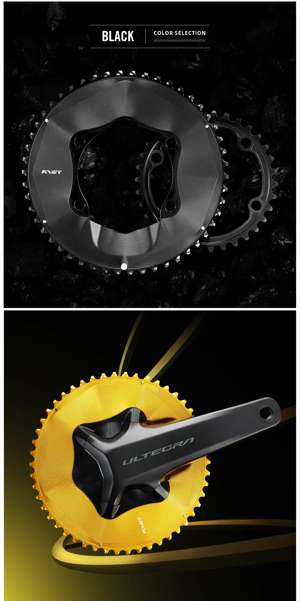 RYET Rennrad-Kettenblatt 50-34T 52-36T 54-40T Aero für Shimano Dura-Ace R9200 Ultegra R8100 105 R7100 12-fach Fahrrad-Gruppensätze – Detail 16