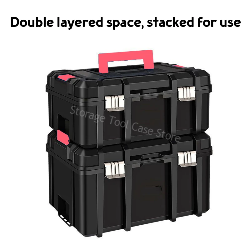 Multiple Specifications Toolbox Double Layer Tools Storage Box with Handle Portable Stackable Tool Box Large Hard Case Organizer