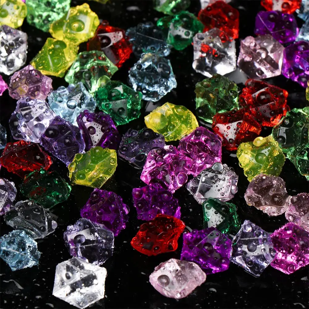 50PCS/pack Colorful 1.4*1.1cm Aquarium Acrylic Stones Crystal Ice Cubes Decor Vase Filler Pebble Fish Tank Home Ornament