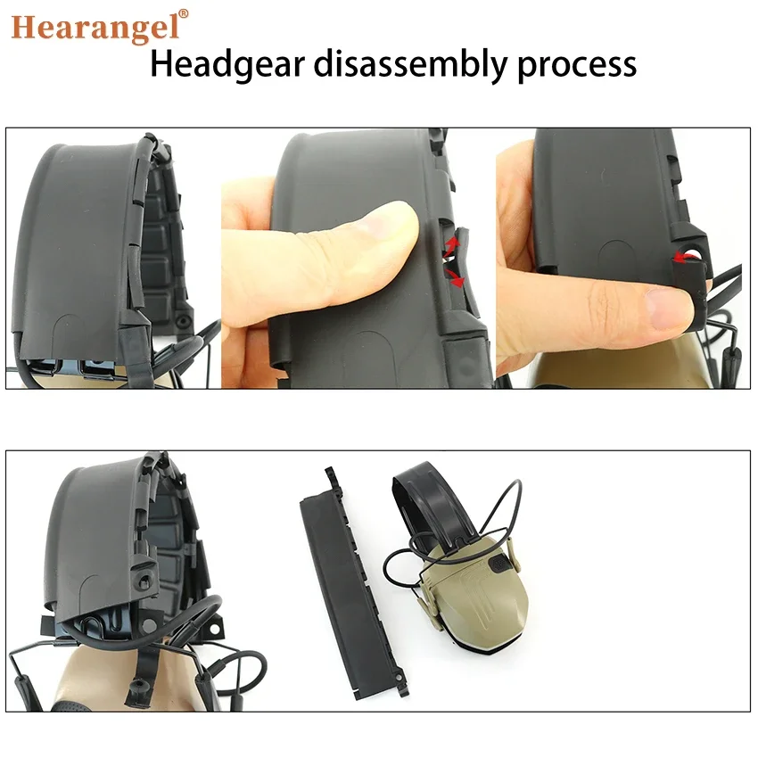 Hunting hearing protection headset with new headband, removable for gun range use, silicone ear cushions, foldable
