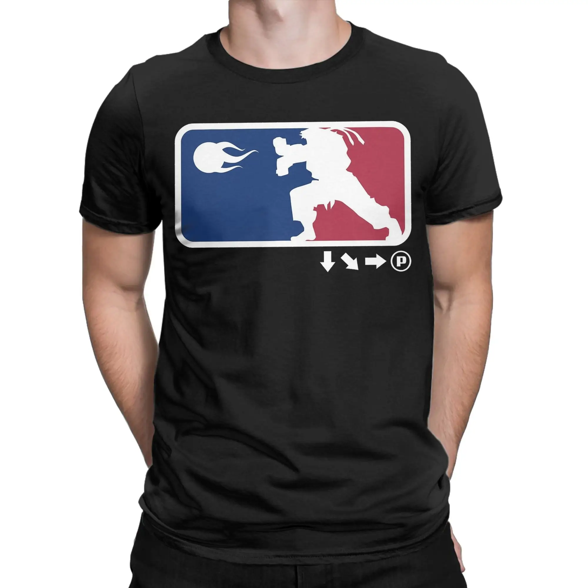 

Men T-Shirts Streets Fighters Ryu Hadouken Novelty Pure Cotton Tee Shirt Short Sleeve T Shirts Round Neck Clothes Unique
