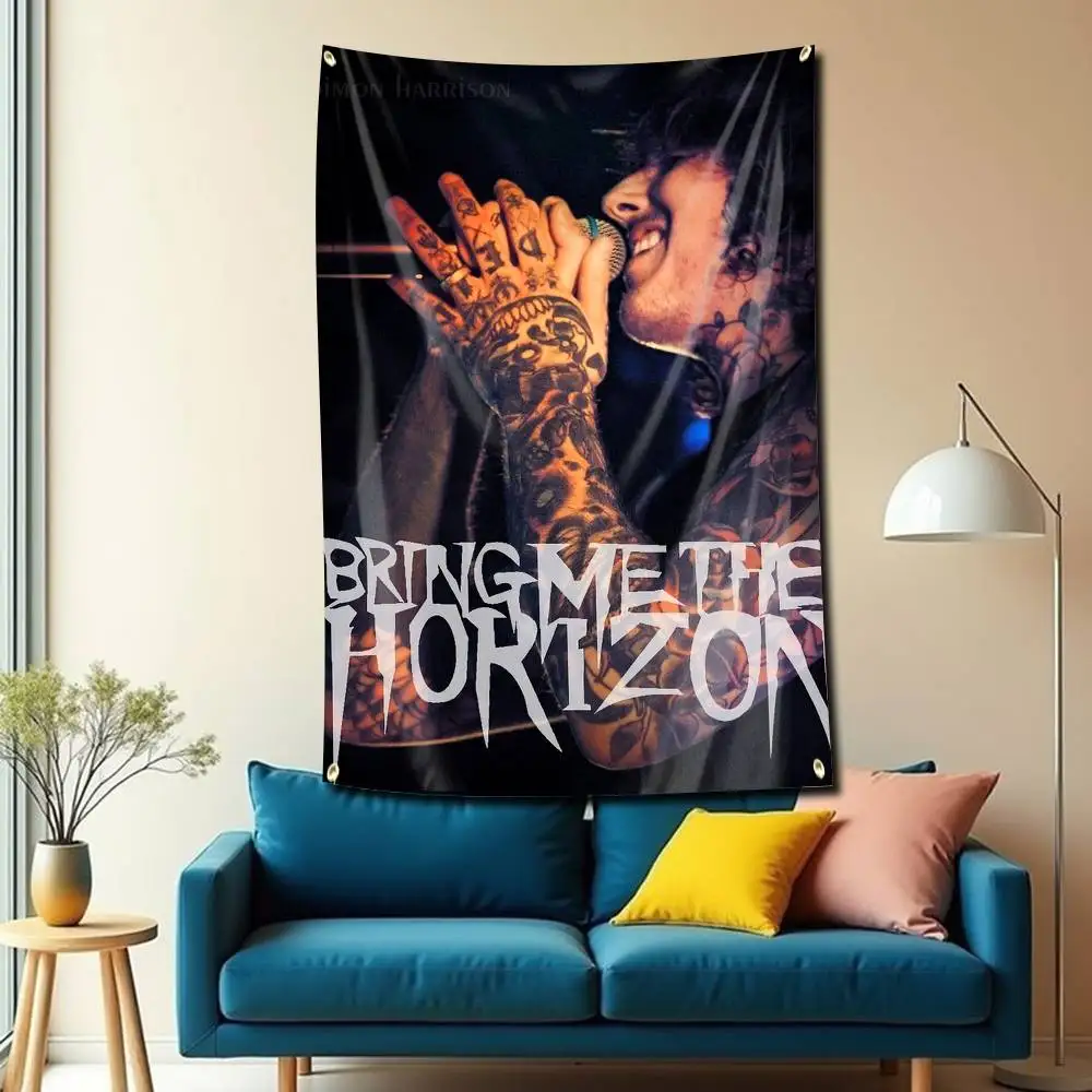 Oliver Sykes Bring Me The Horizon Flag Tapestry Banner for Bedroom Living Room Outdoor Camping Custom Supported