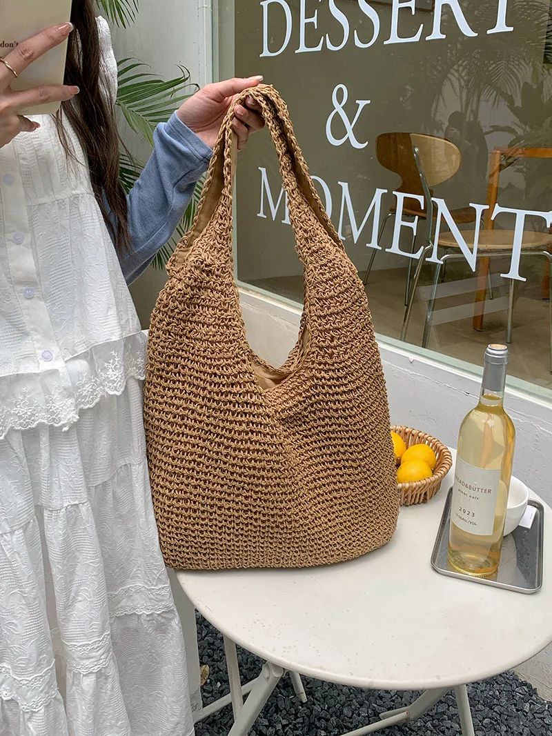

Rattan Woven Boho Beach Tote Handmade Handbags Summer Straw Bags for Women Straw Shoulder Bags