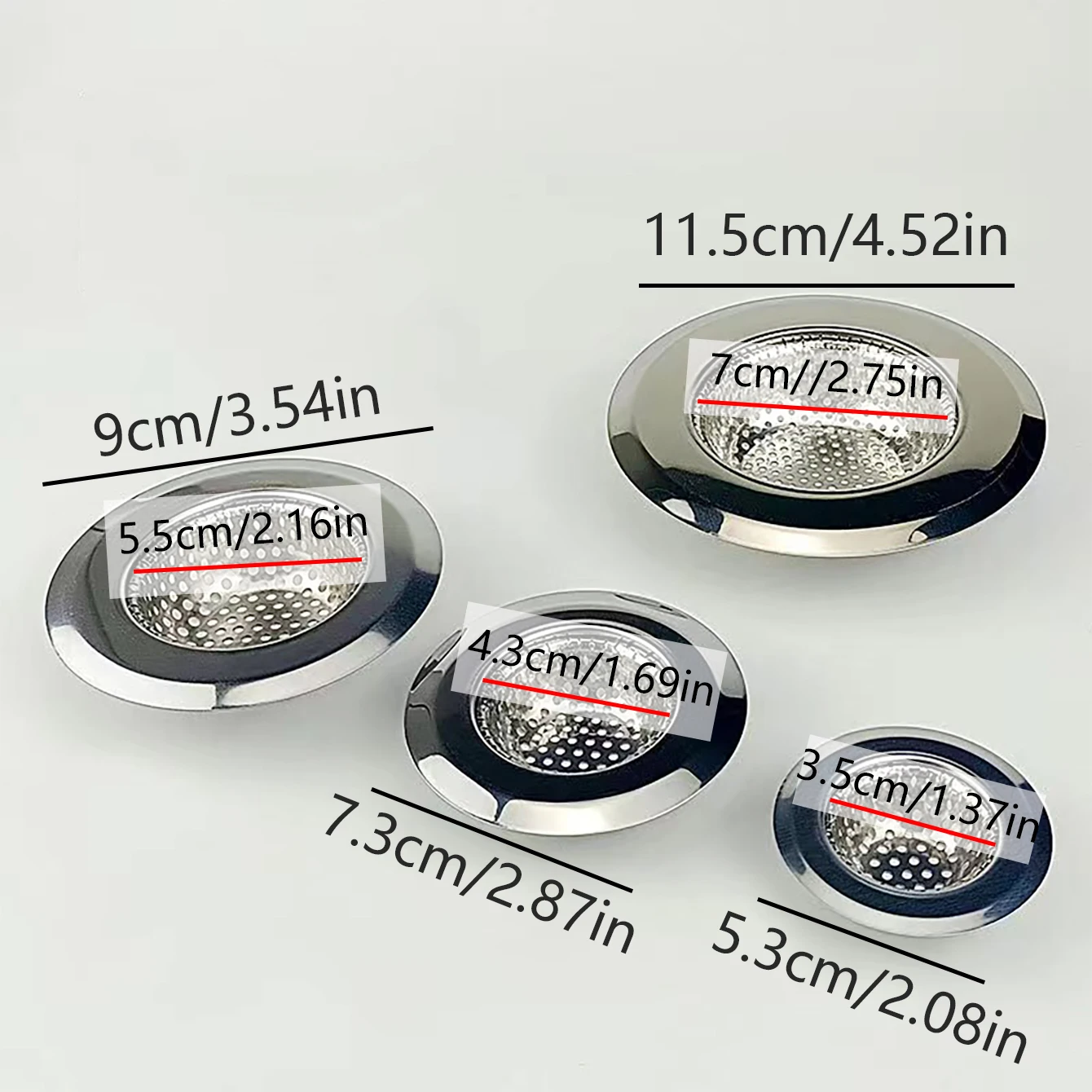 2 Stück Edelstahl-Spülbeckensieb, Abfluss-Sieb für die Küchenspüle, großer, breiter Rand, 4,5 Zoll Durchmesser, perfekt für die meisten Küchenspülen – Detail 2