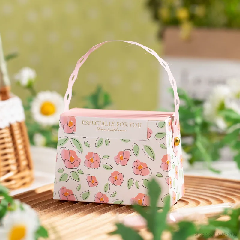 

20/30/50pcs Pink Floral Paper Bags for Girl Christening Souvenirs Baptism Sugared Almonds Container Gift Box for Guests