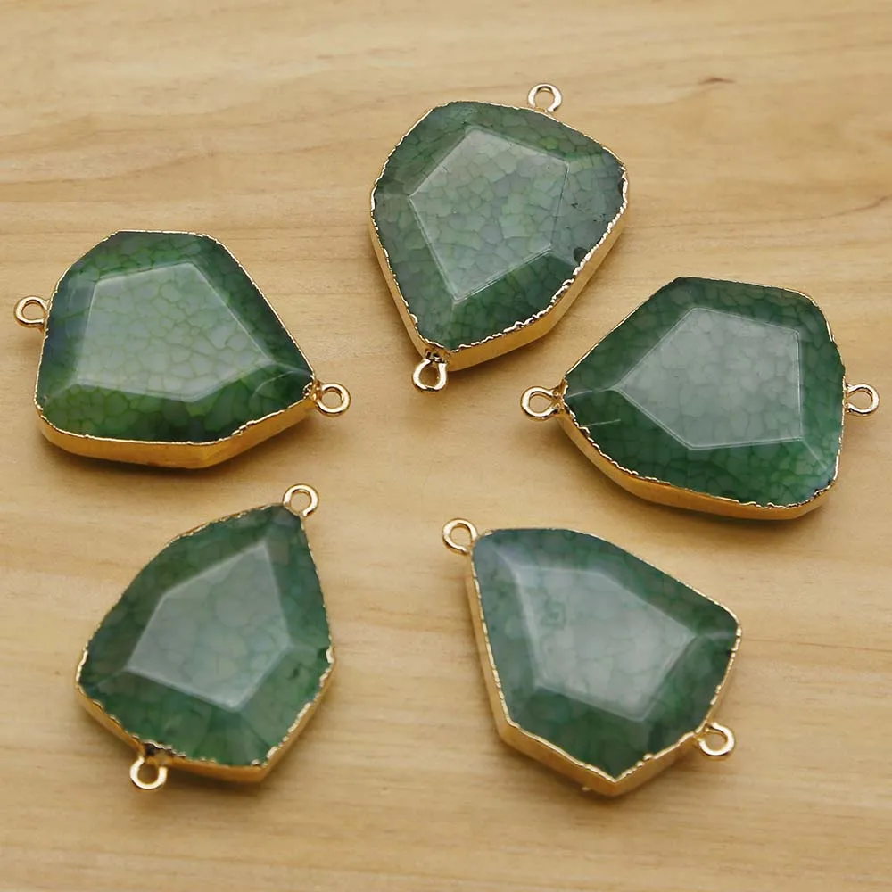 

Free Shipping Natural Stone Green Agate Irregular Phnom Penh Section Connector Fashion Necklace Jewelry Making Wholesale 5Pc/Lot