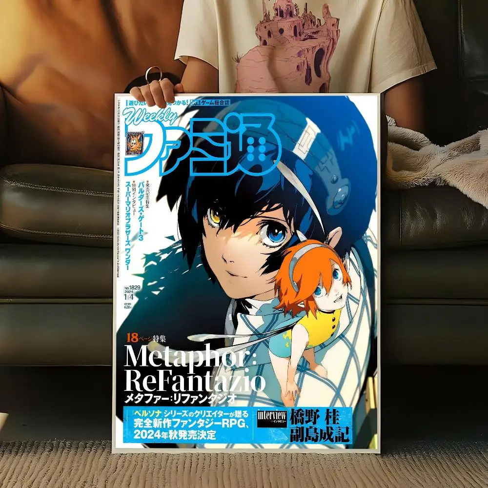 لعبة فيديو M-metaphor Refantazio ذاتية اللصق ملصق فني ديكور اللوحة جدار الفن ورق الكرافت الأبيض ديكور المنزل