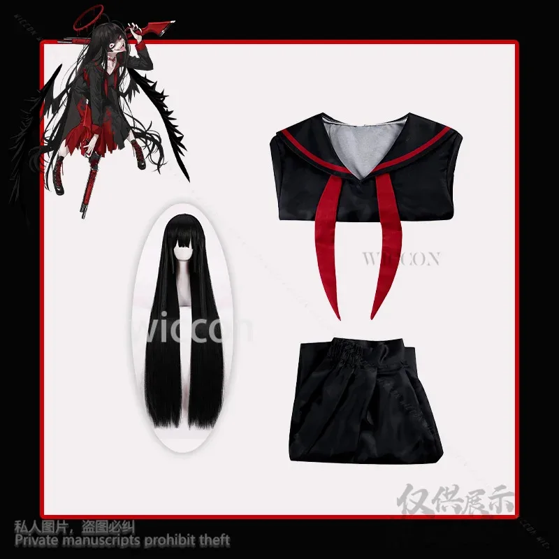 

COSda@Ajitani Hifumi Cosplay Game Blue Archive Black Jirai Kei Jk Uniform Lolita Wig Girls Woman Halloween Horror Party Cos Cust