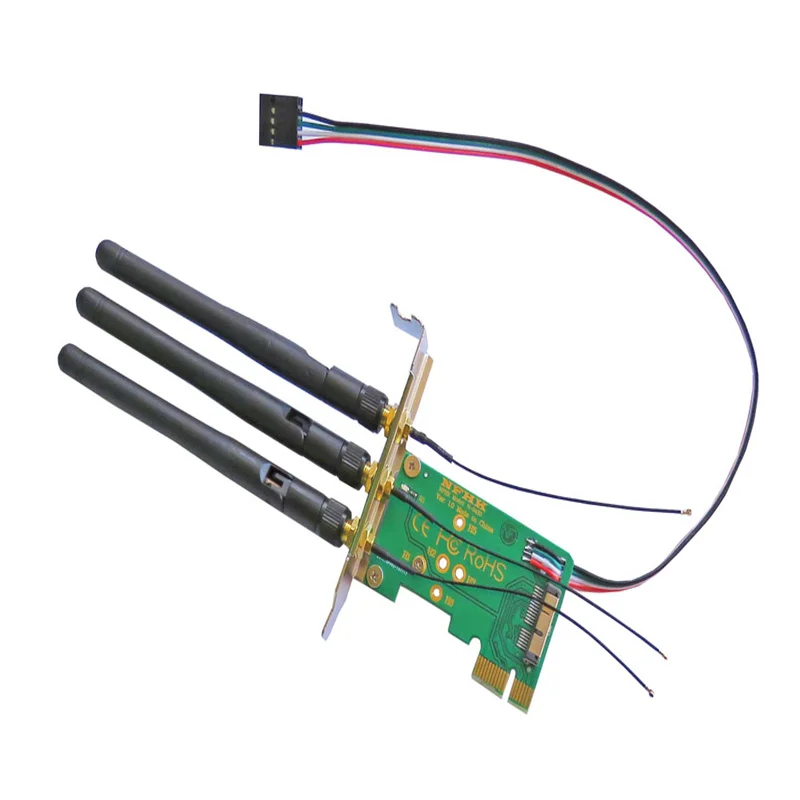 BCM94360CS WiFi Wireless Network Interface Card with Half Height Bracket Controller to PCIe X1 Adapter for Desktops