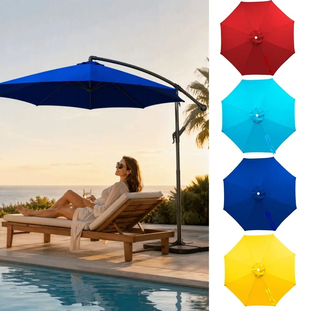 Waterproof Patio Umbrella Replacement Canopy Rainproof Sunproof Garden Umbrella Cover Dust Cloth Anti-UV Outdoor Parasol Canopy