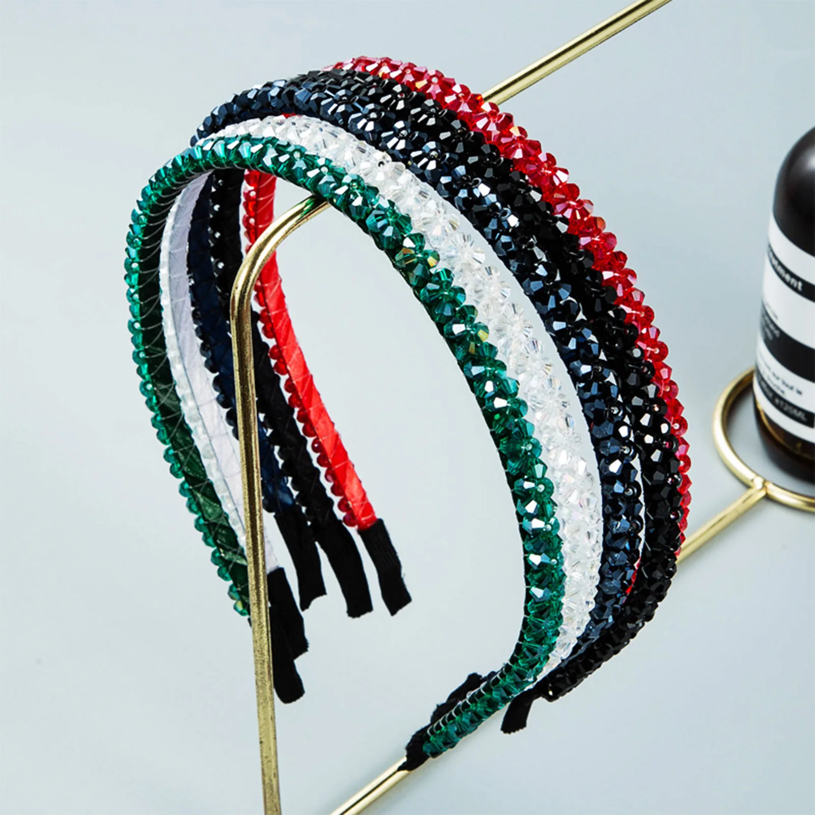 Fashion Korea Crystal Headband for Women Rhinestone Hairband Beads Girls Hair Hoop Hair Accessories Simple Headwear Gift