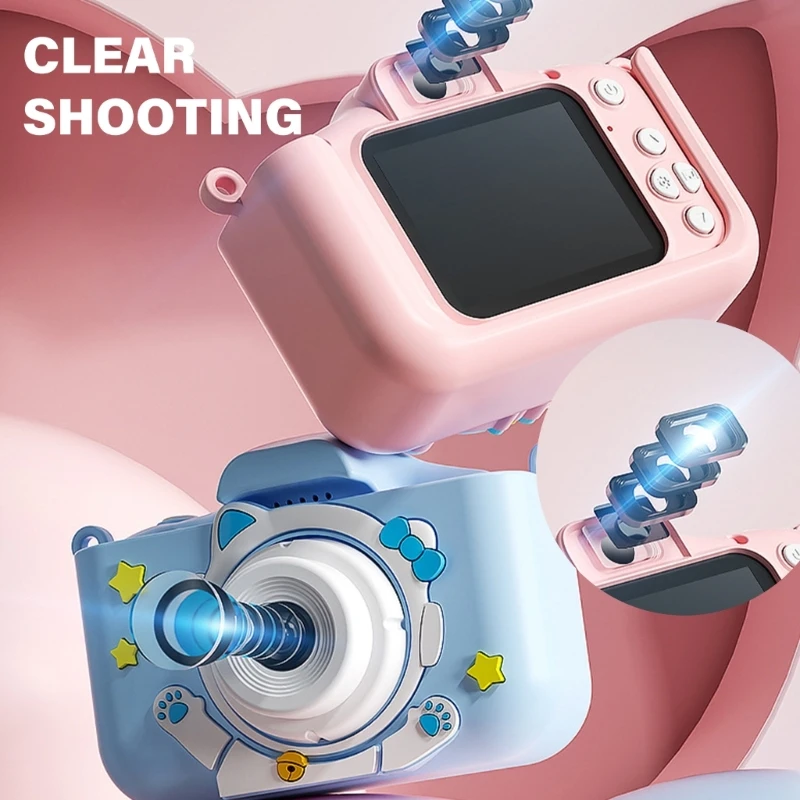 Appareil photo numérique à double objectif pour enfants, haute définition, enregistreur vidéo, transfert de données, dessin animé, animal, 1 ensemble
