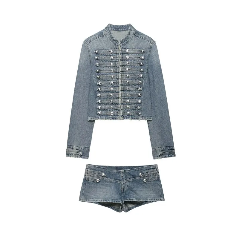 

Summer Women's Suit Casual Denim Jacket Denim Shorts 2026 New Fashion Outerwear Shorts 2-piece Set