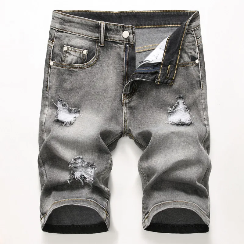 High Quality Casual Clothes Vintage Denim Shorts Men's Casual Knee Length Jeans Retro Washed Cotton Short Pants Summer Sreetwear