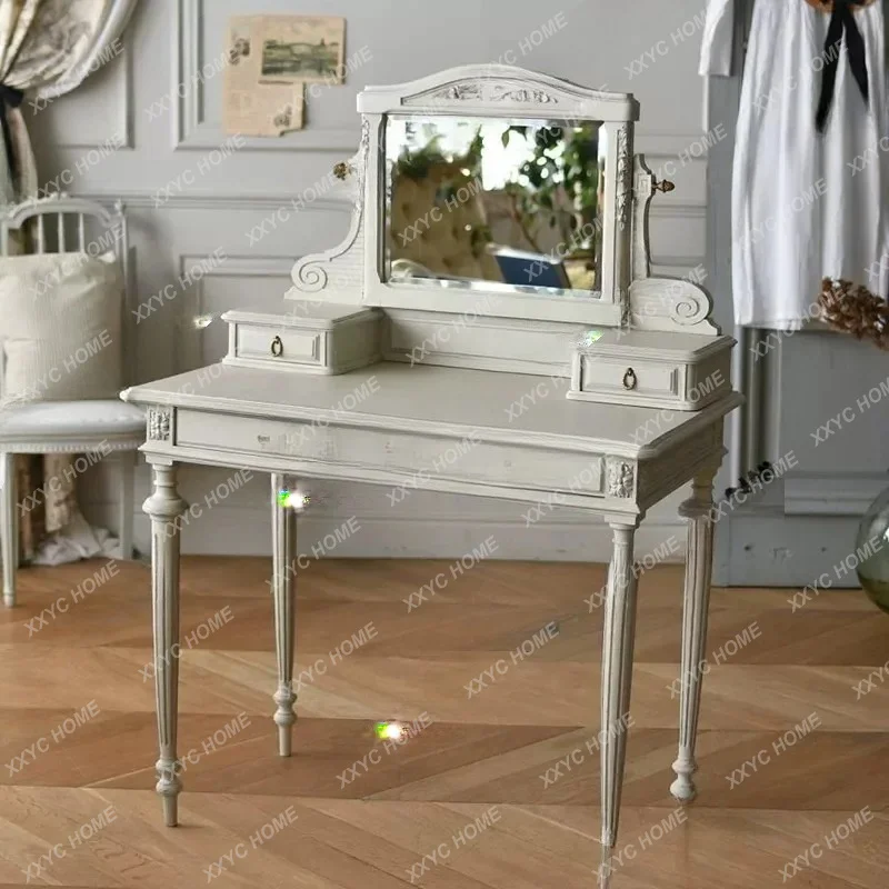 solid wood dresser bedroom carved makeup table  country mirror dresser
