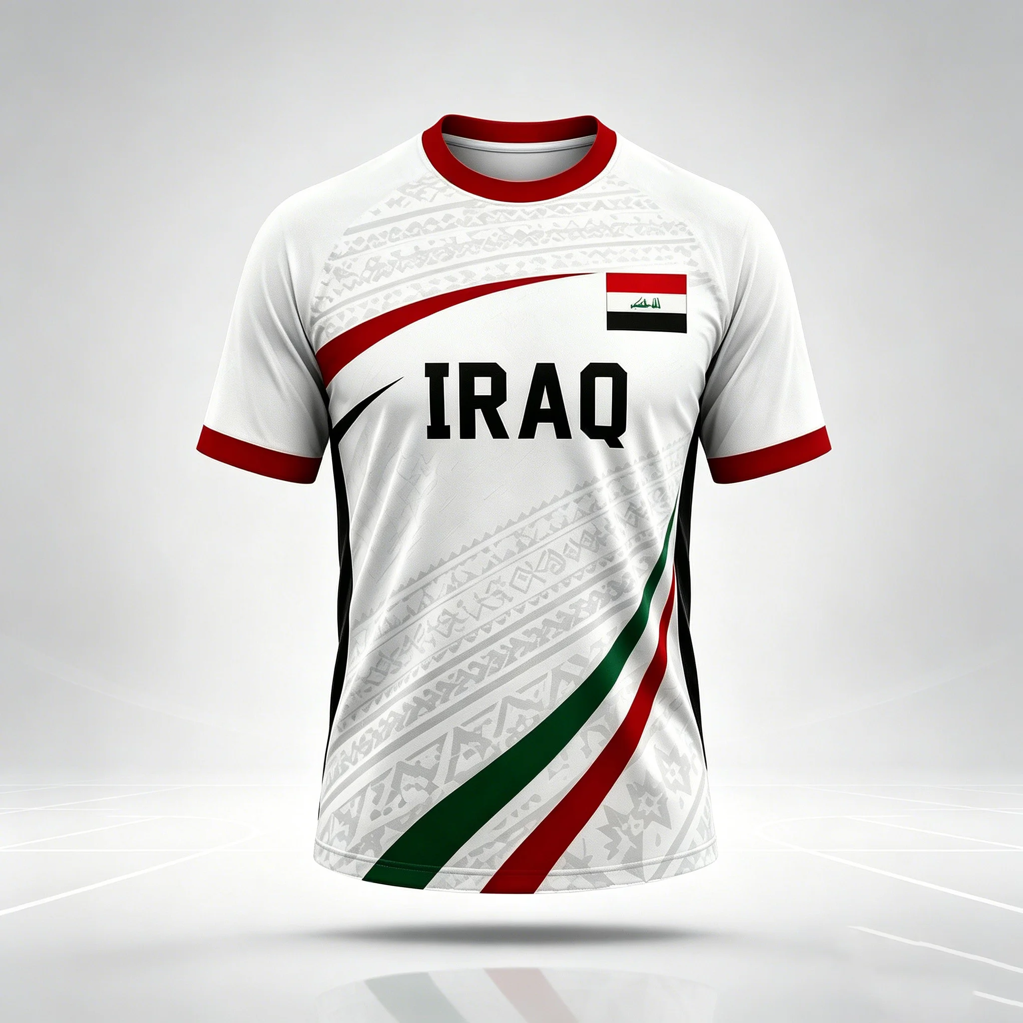 2026 Summer New Kids T-Shirt Red Black Green Soccer Jersey Iraq Football Style Men Women Boys Girls Soccer Sports Top