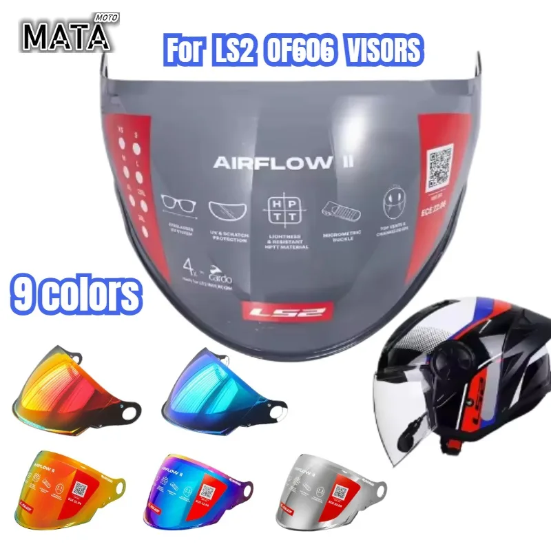 Helmet Visor for LS2 OF616 AIRFLOW II Helmet Visor Windshield Lens OF616 Half Helmet Aurora Red Color Blue Visors