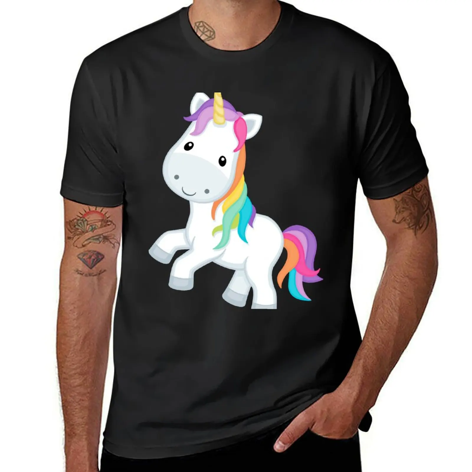 Unicorn, unicorn face, white and multicolored unicorn illustration, horse, legendary Creature T-Shirt